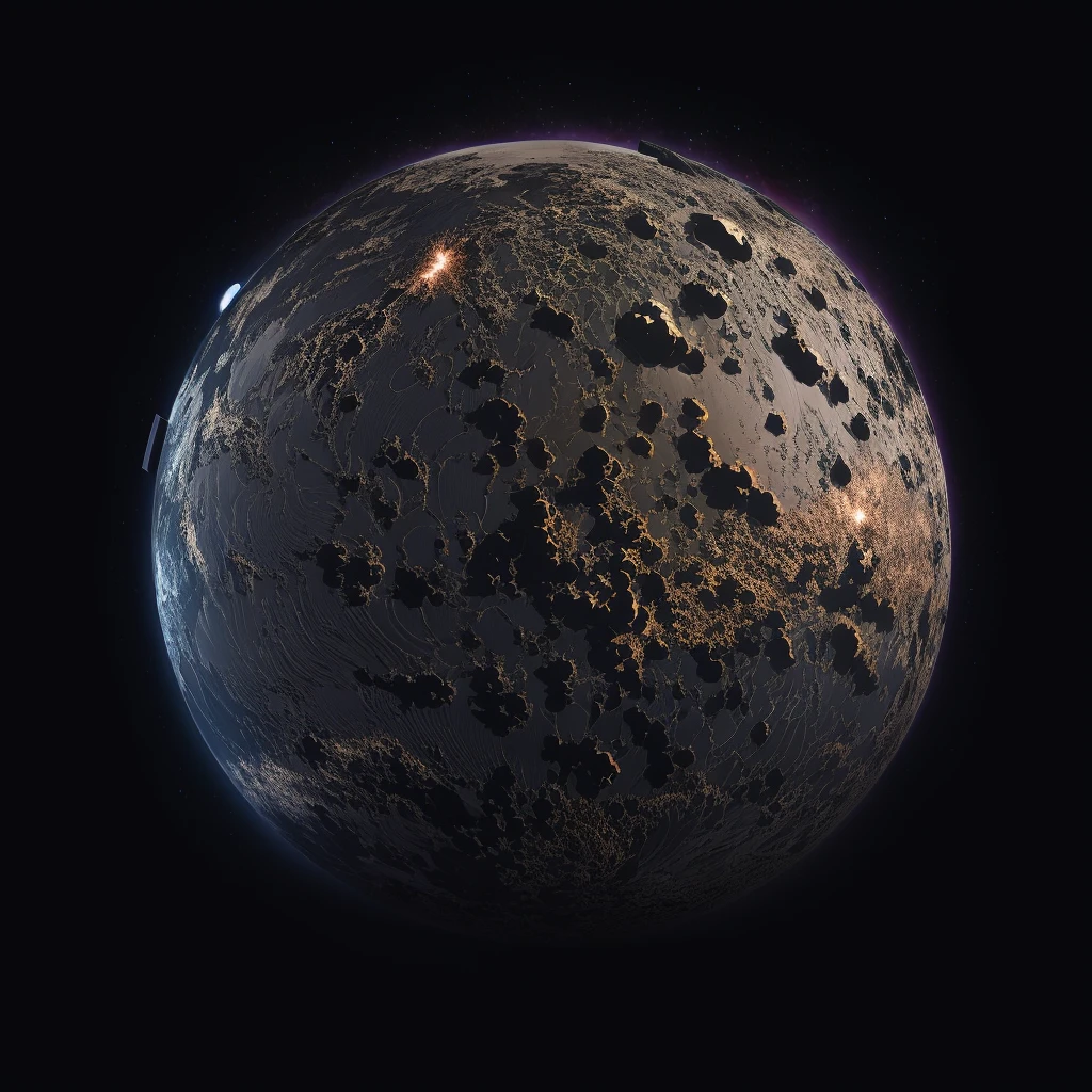 Generate new planets based on this image. Preserve the style. Ultra High quality metal-rocky textures, all black background, try to use the same texture from the sample, but randomized. keep it 1:1