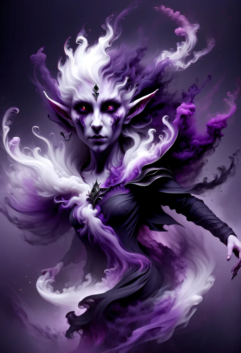 hyper detailed masterpiece, Dynamic, good quality,Floating oversized ethereal female elf portrait DonMW15pXL ，in the jungle，starlight，firefly，dark，Gothic