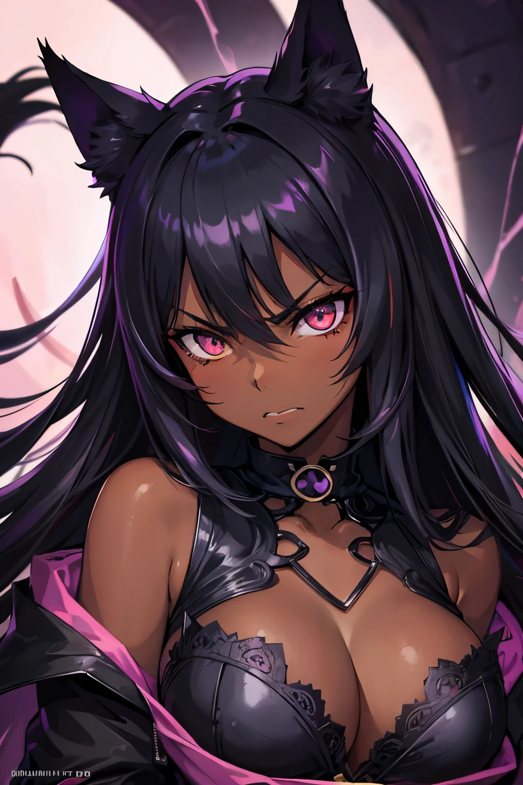 Retrato estilo anime de um sexy, nervoso, nervoso, Gatinho africano, com Jet-black Hair, olhos roxos, Pele escura, Orelhas de gato preto, 1 cauda, perfect composition, hiper-detalhado, 8k, alta qualidade, olhos perfeitos, Art trend, trends on artstation, sharp focus, studio photo, detalhes intrincados, por tite kubo
corpo inteiro