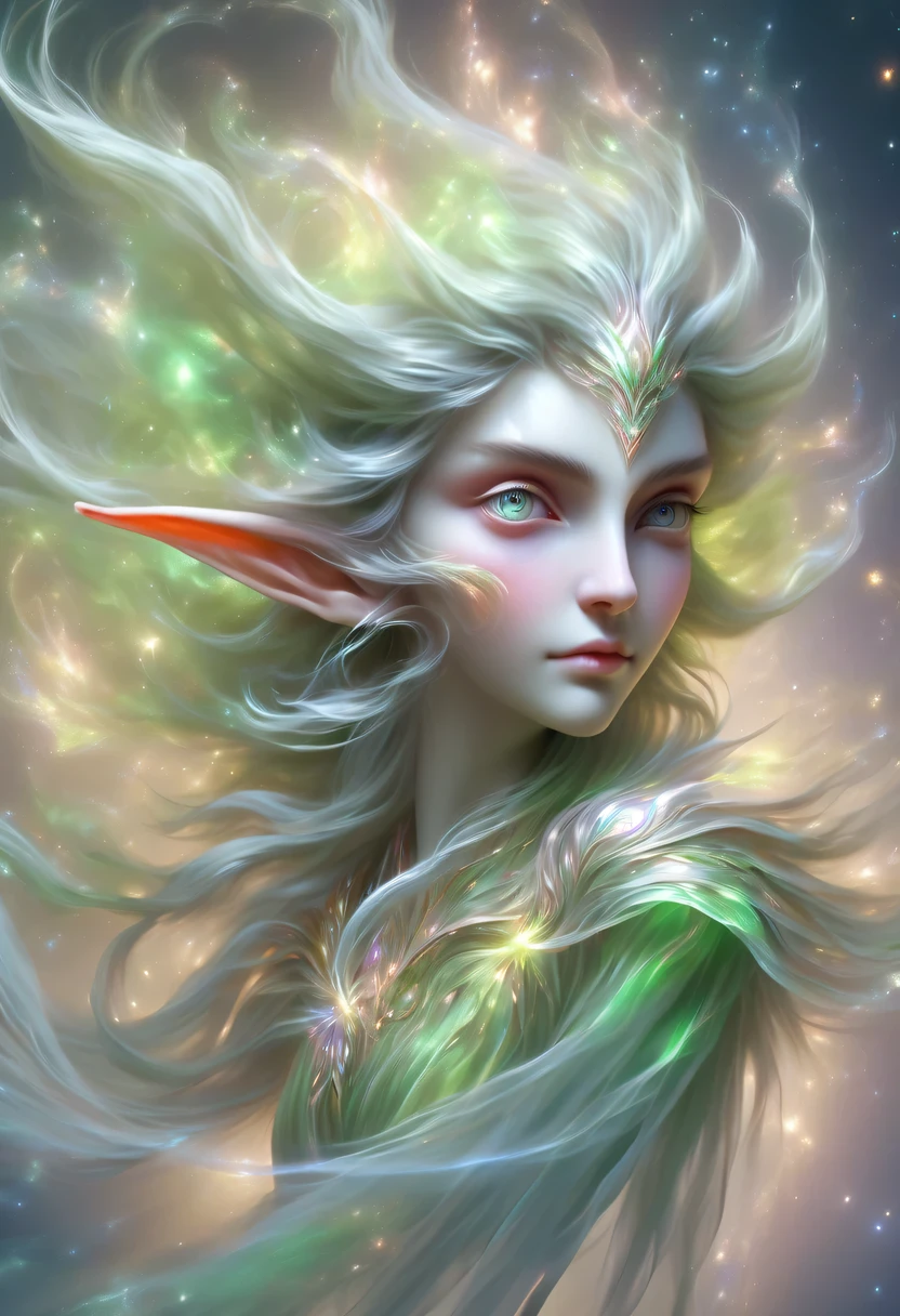 hyper detailed masterpiece, Dynamic, good quality,Floating Extra Large Ethereal Female DonMW15pXL ,Elf portrait