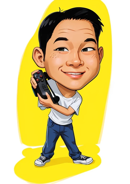cartoon of a man holding a video game controller in his hands, caricatura style, caricatura illustration, in estilo de desenho animado, arte dos desenhos animadosstyle, caricatura!!!, arte digital dos desenhos animados, desenho animado de arte digital, retrato de desenho animado, caricatura, imagem de desenho animado, caricatura, arte dos desenhos animados, caricaturist alarcón, pintura digital de desenho animado, estilo de desenho animado illustration, estilo de desenho animado
