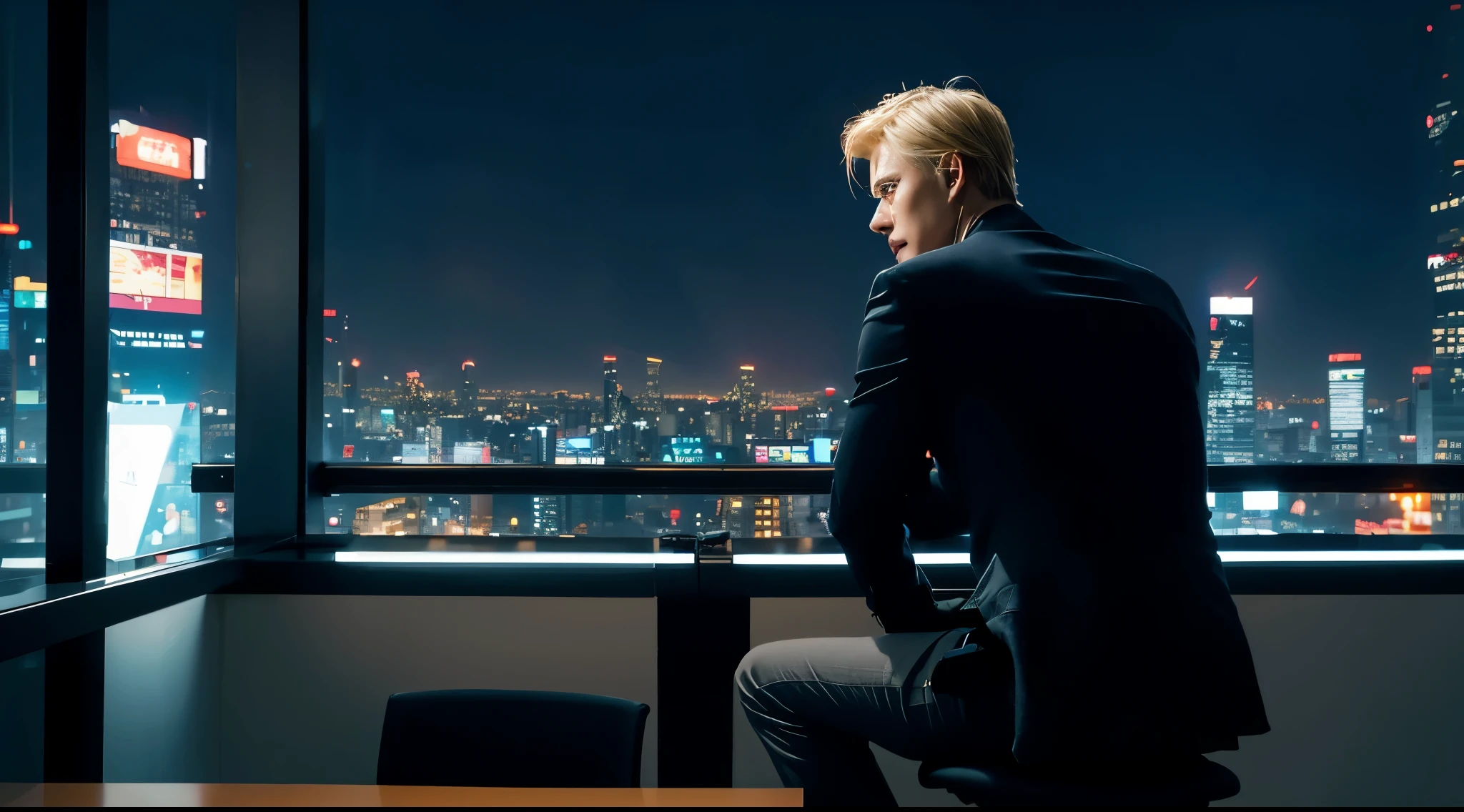 Cyberpunk city night scene