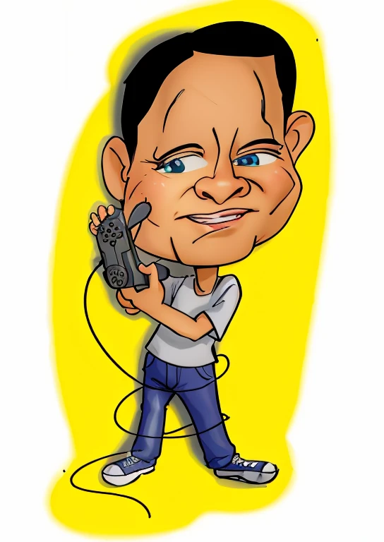 cartoon of a man holding a video game controller in his hands, caricatura style, caricatura illustration, in estilo de desenho animado, arte dos desenhos animadosstyle, caricatura!!!, arte digital dos desenhos animados, desenho animado de arte digital, retrato de desenho animado, caricatura, imagem de desenho animado, caricatura, arte dos desenhos animados, caricaturist alarcón, pintura digital de desenho animado, estilo de desenho animado illustration, estilo de desenho animado