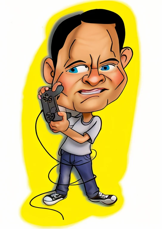 cartoon of a man holding a video game controller in his hands, caricatura style, caricatura illustration, in estilo de desenho animado, arte dos desenhos animadosstyle, caricatura!!!, arte digital dos desenhos animados, desenho animado de arte digital, retrato de desenho animado, caricatura, imagem de desenho animado, caricatura, arte dos desenhos animados, caricaturist alarcón, pintura digital de desenho animado, estilo de desenho animado illustration, estilo de desenho animado