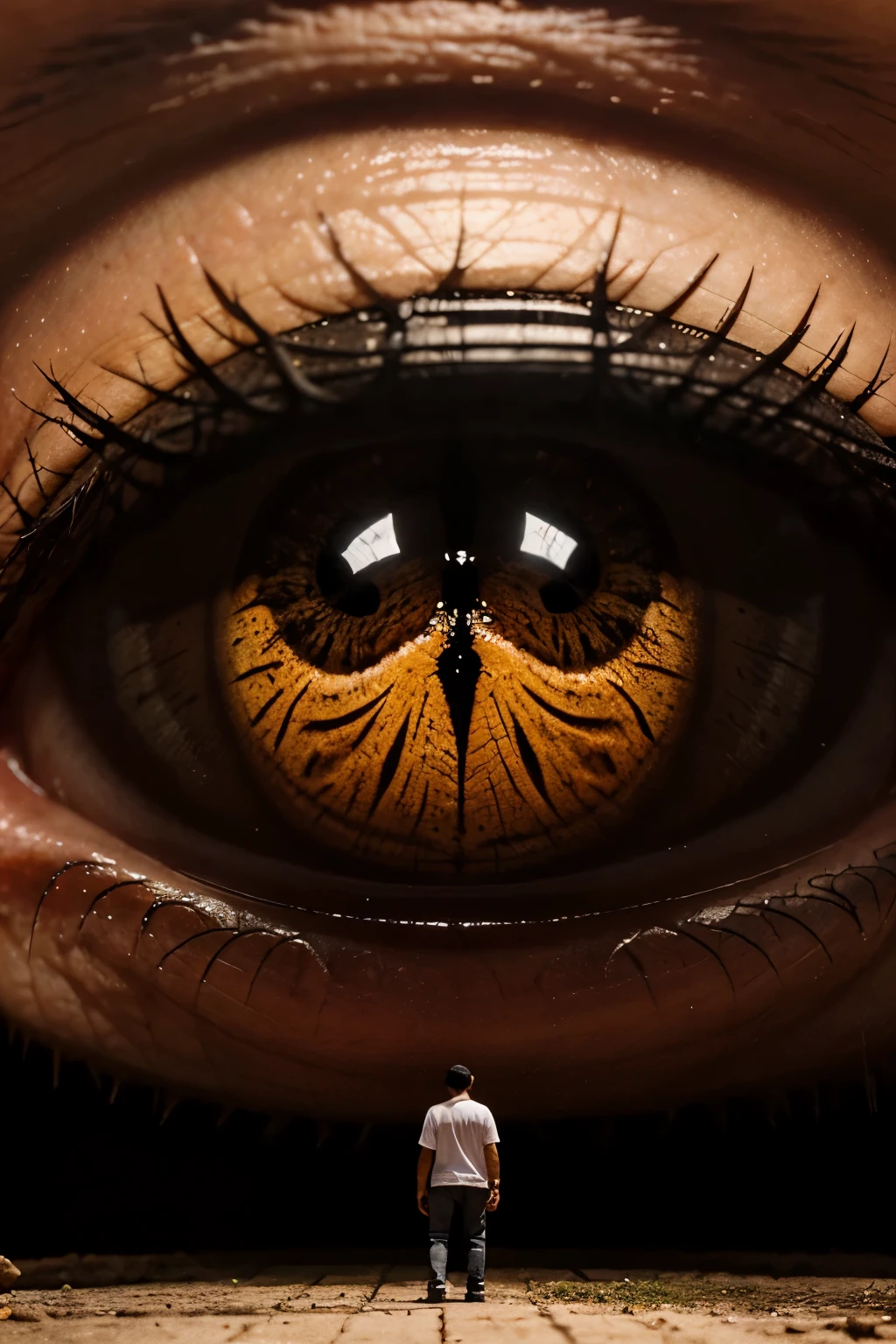 inestigador com uma lupa gigante em frente aos olhos