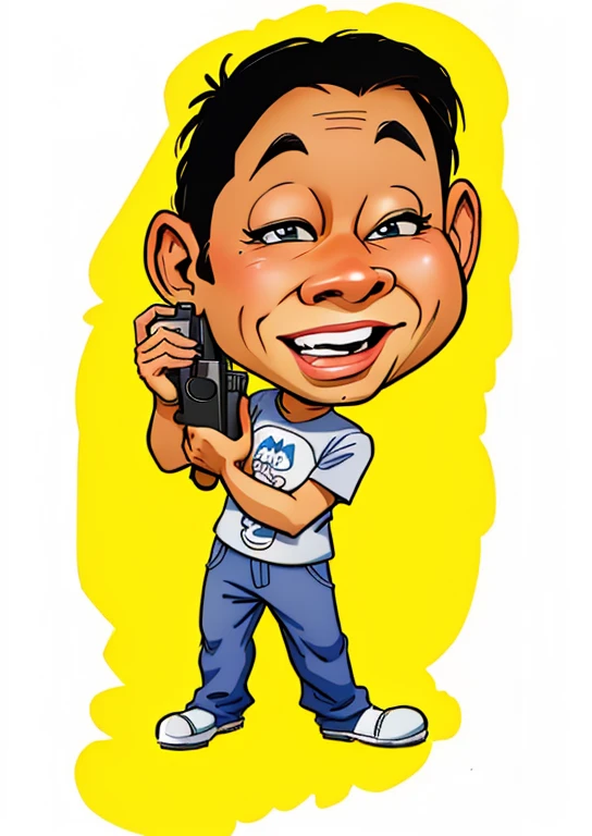 cartoon of a man holding a video game controller in his hands, caricatura style, caricatura illustration, in estilo de desenho animado, arte dos desenhos animadosstyle, caricatura!!!, arte digital dos desenhos animados, desenho animado de arte digital, retrato de desenho animado, caricatura, imagem de desenho animado, caricatura, arte dos desenhos animados, caricaturist alarcón, pintura digital de desenho animado, estilo de desenho animado illustration, estilo de desenho animado