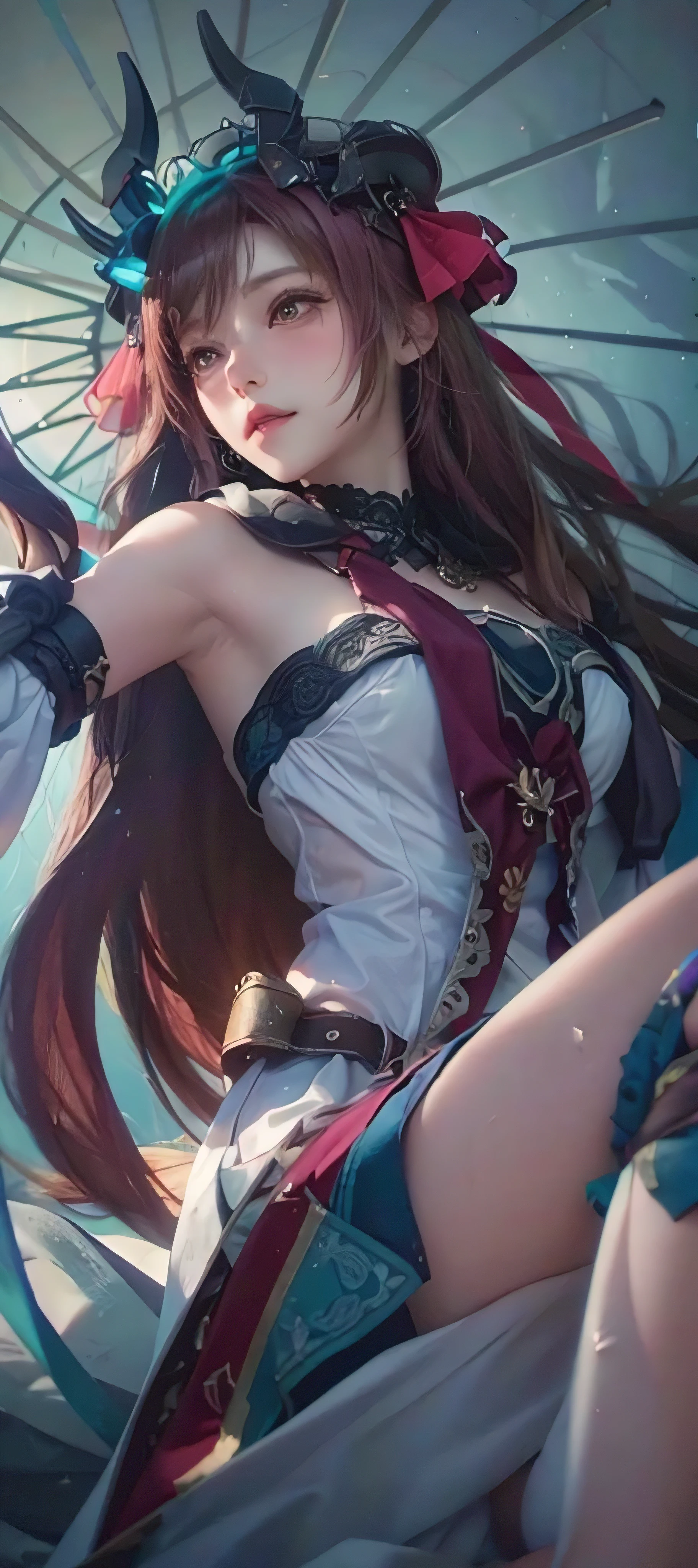(RAW photo:1.2), ((photorealistic:1.4),(masterpiece:1.3),(best quality:1.4),ultra high res,(detailed facial features),(detailed clothes features),HDR,8k resolution, 1 girl, blush, pink hair, 8k, ultra high details, horn, perfect clothes, sfw 