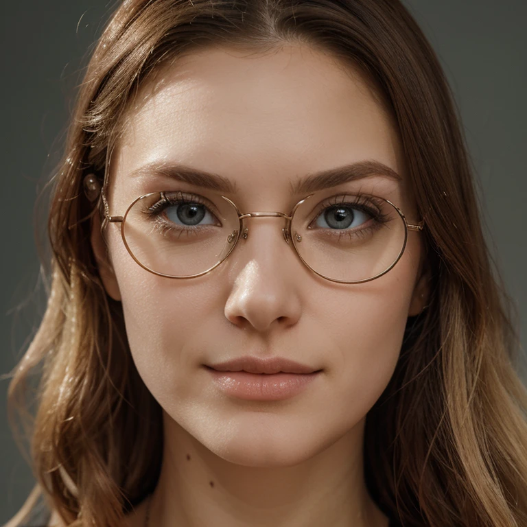 Skandinavische Frau , blond, dominant, selbstsicher, 25, Wears glasses, schaut streng, beautiful fresh color theme, closeup