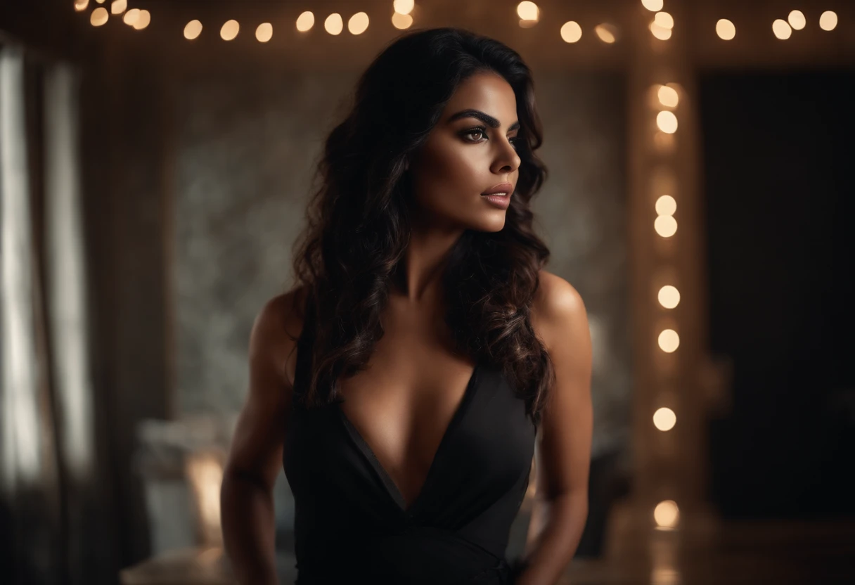 chica morena ojos negros boca dulce cuerpo entero sexy modelo