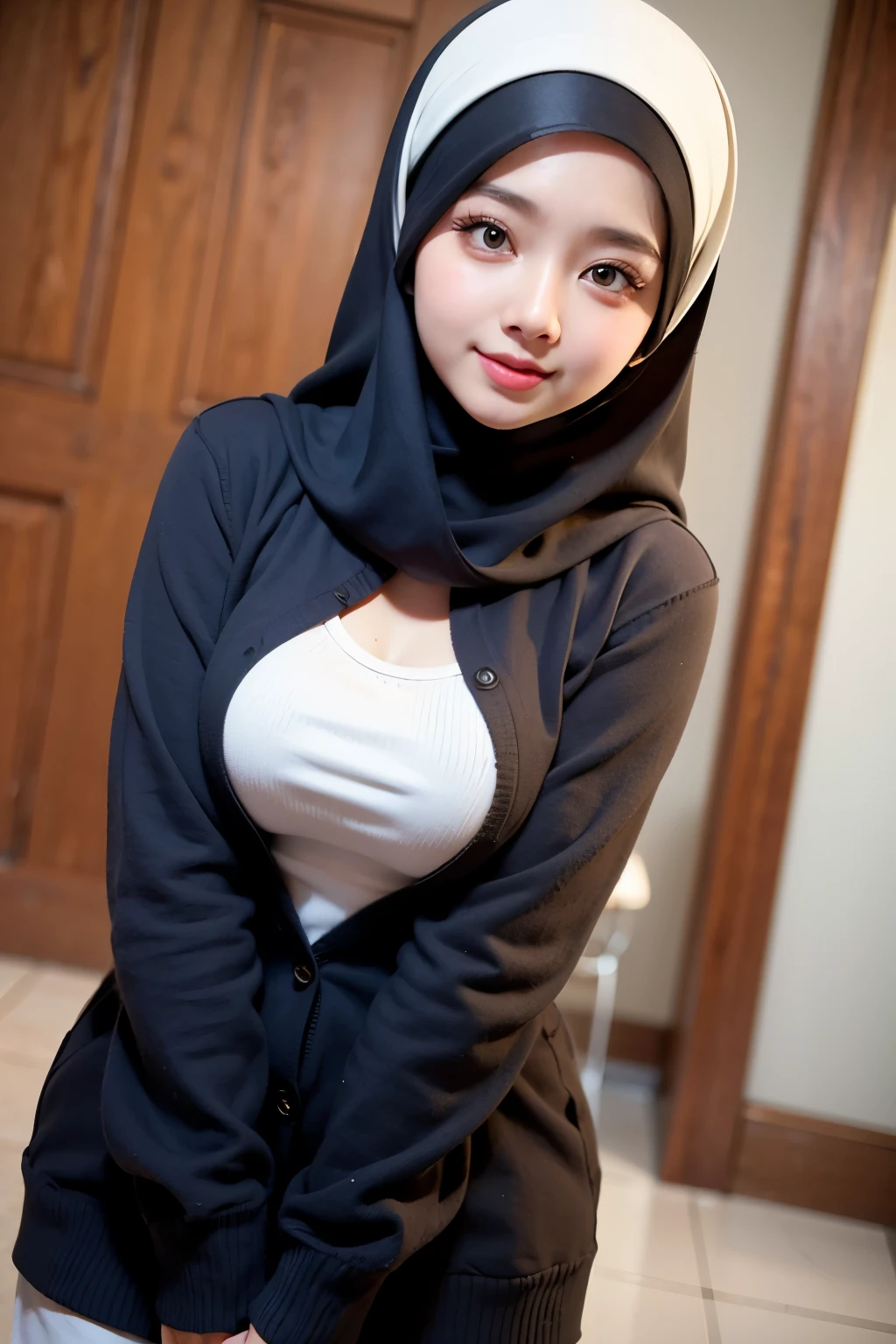 Gadis berhijab syariah, chubby, dada besar tembem, paha besar tembem, cardigan, HD, BBC, pipi tembem, tato, hijab, BBW