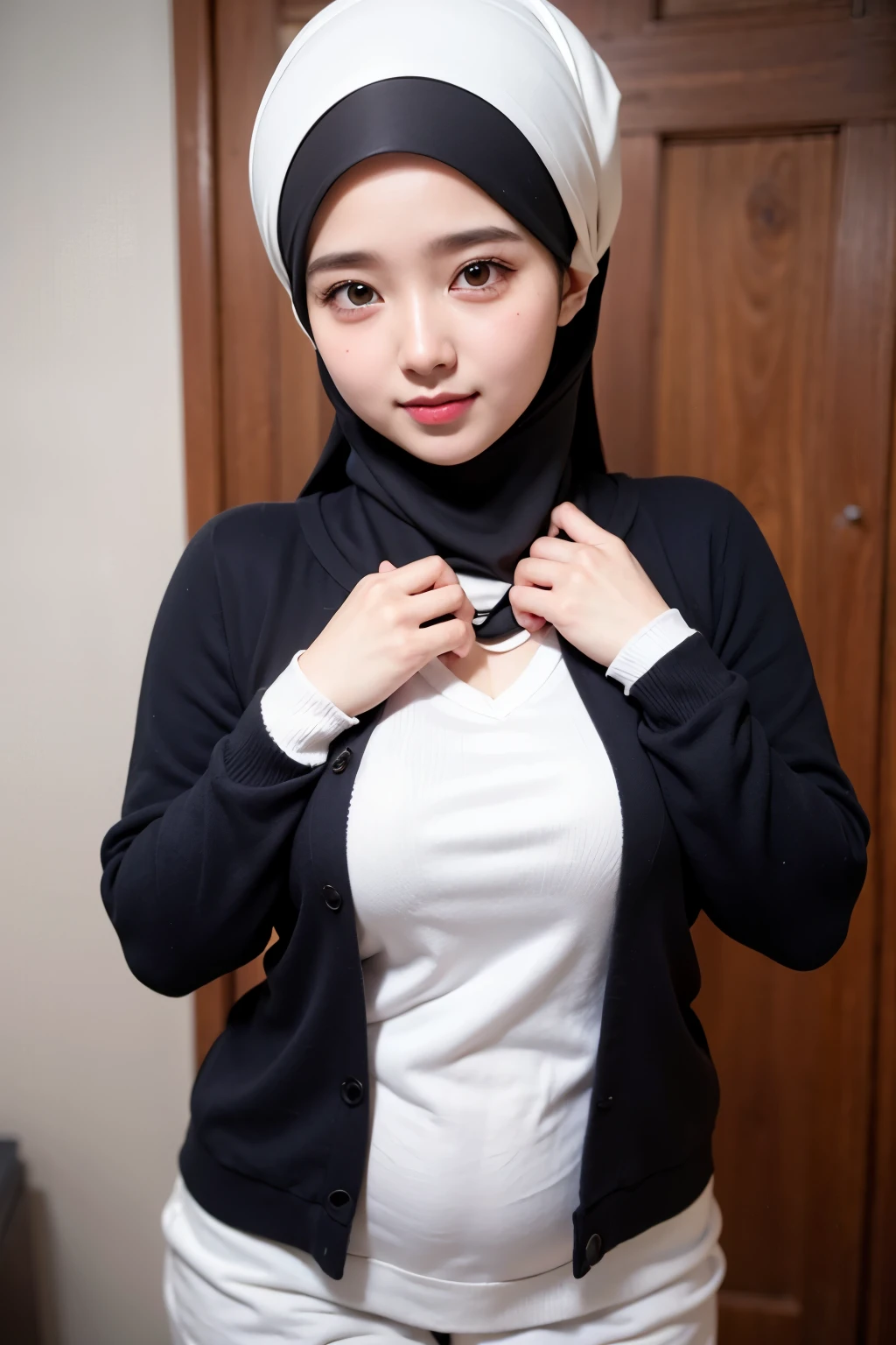 Gadis berhijab syariah, chubby, dada besar tembem, paha besar tembem, cardigan, HD, BBC, pipi tembem, tato, hijab