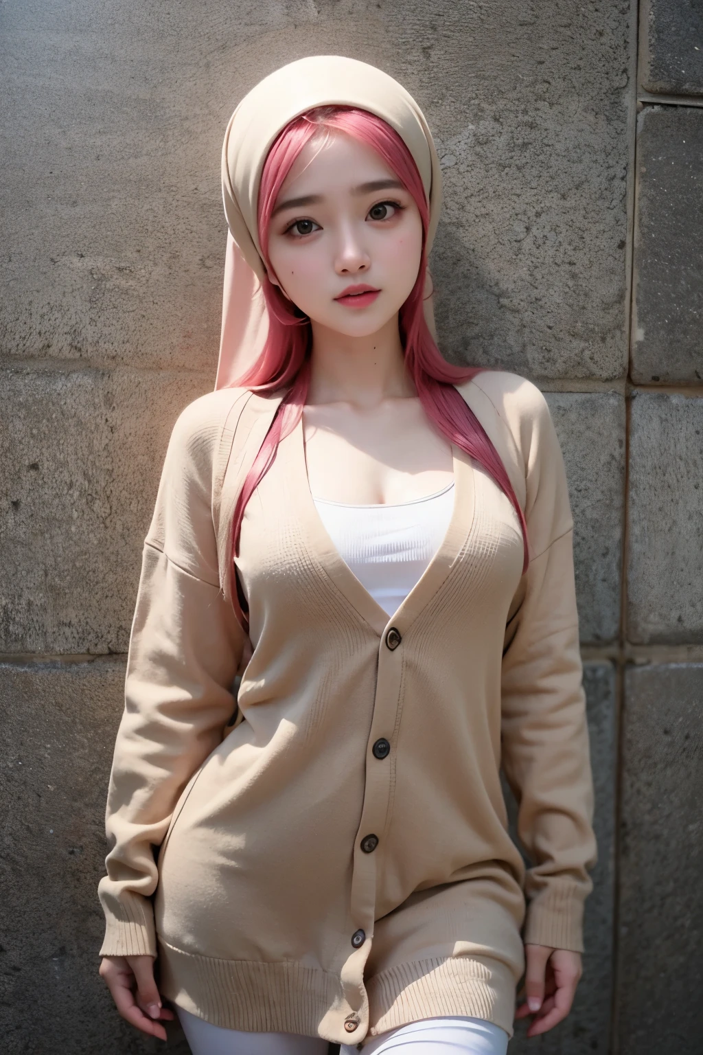 Gadis berhijab syariah, chubby, dada besar tembem, paha besar tembem, cardigan, HD, BBC