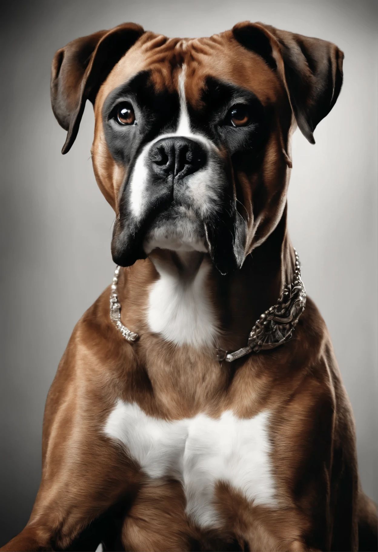 Boxer with brown fur make this dog in black and white tattoo template 