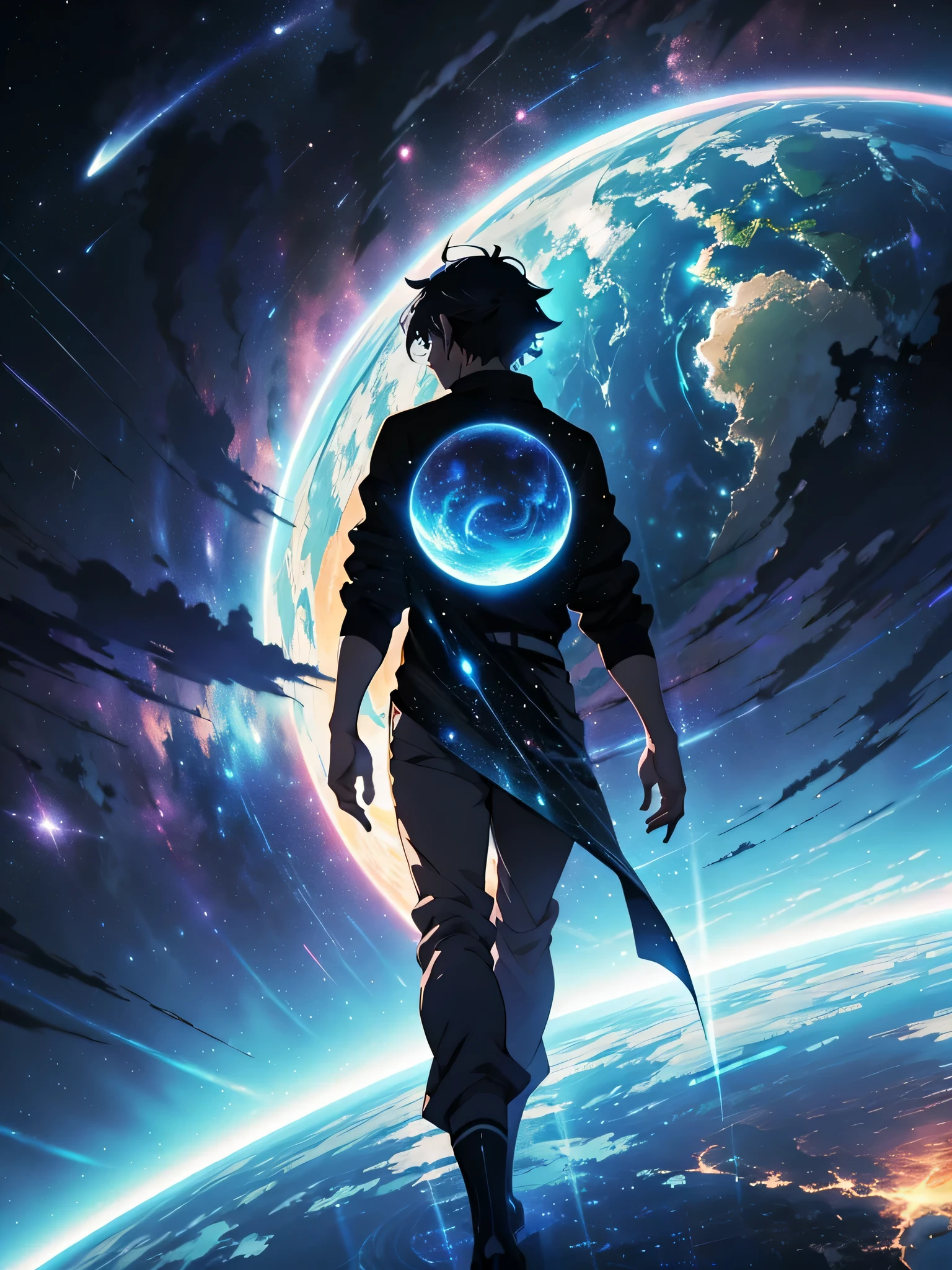 anime - style scene of a beautiful sky with a star and a planet, cosmic skies. by makoto shinkai, anime art wallpaper 4k, anime art wallpaper 4 k, anime art wallpaper 8 k, anime wallpaper 4k, anime wallpaper 4 k, 4k anime wallpaper, anime sky, amazing wallpaper, anime background, heaven planet in background, anime background art