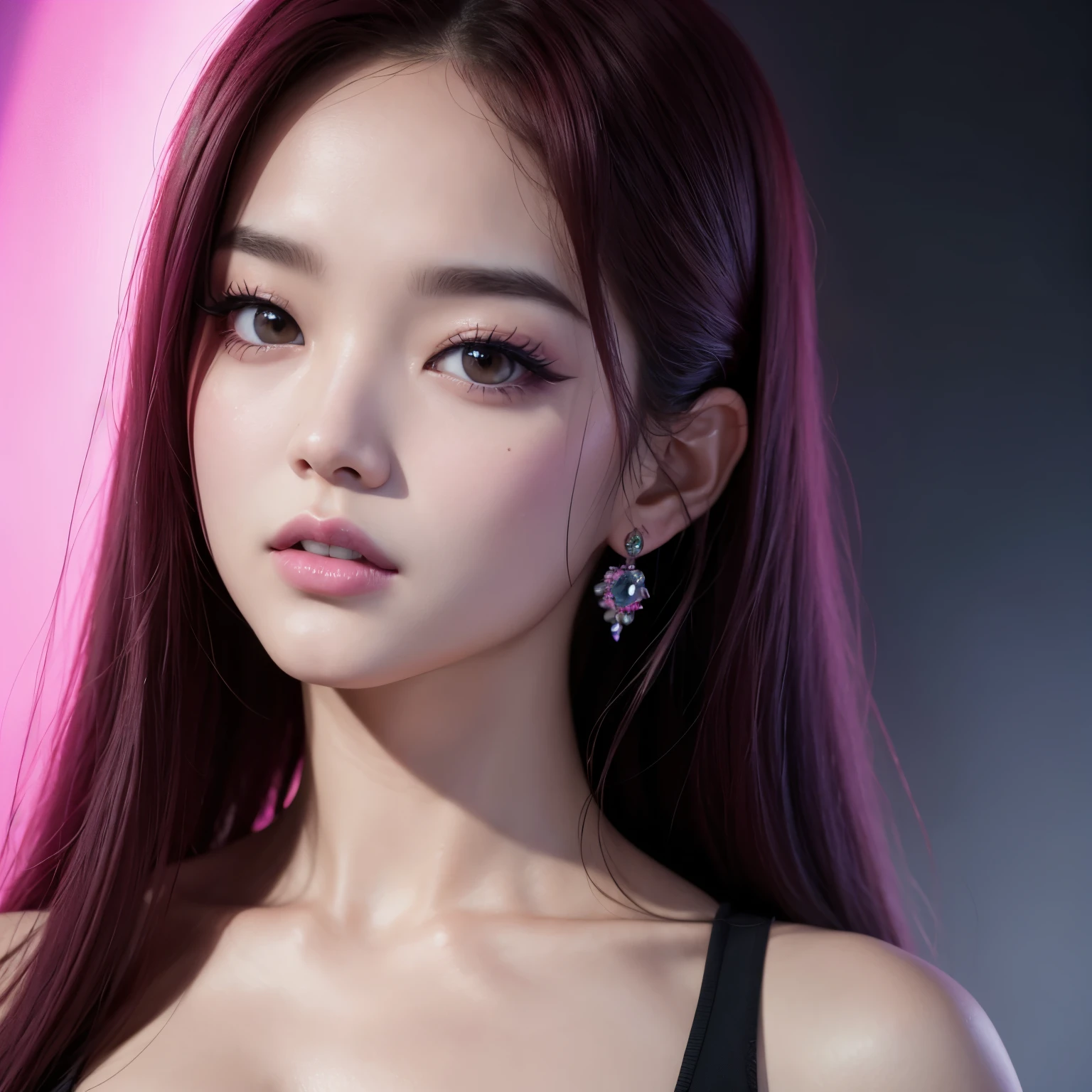 best quality,masterpiece,extremely detailed,high res,4k,ultra high res,detailed shadow,ultra realistic,realistic,dramatic lighting,1girl,solo,detailed face,realistic eyes,realistic skin,white dress,purple hair,dynamic pose, white lace dress