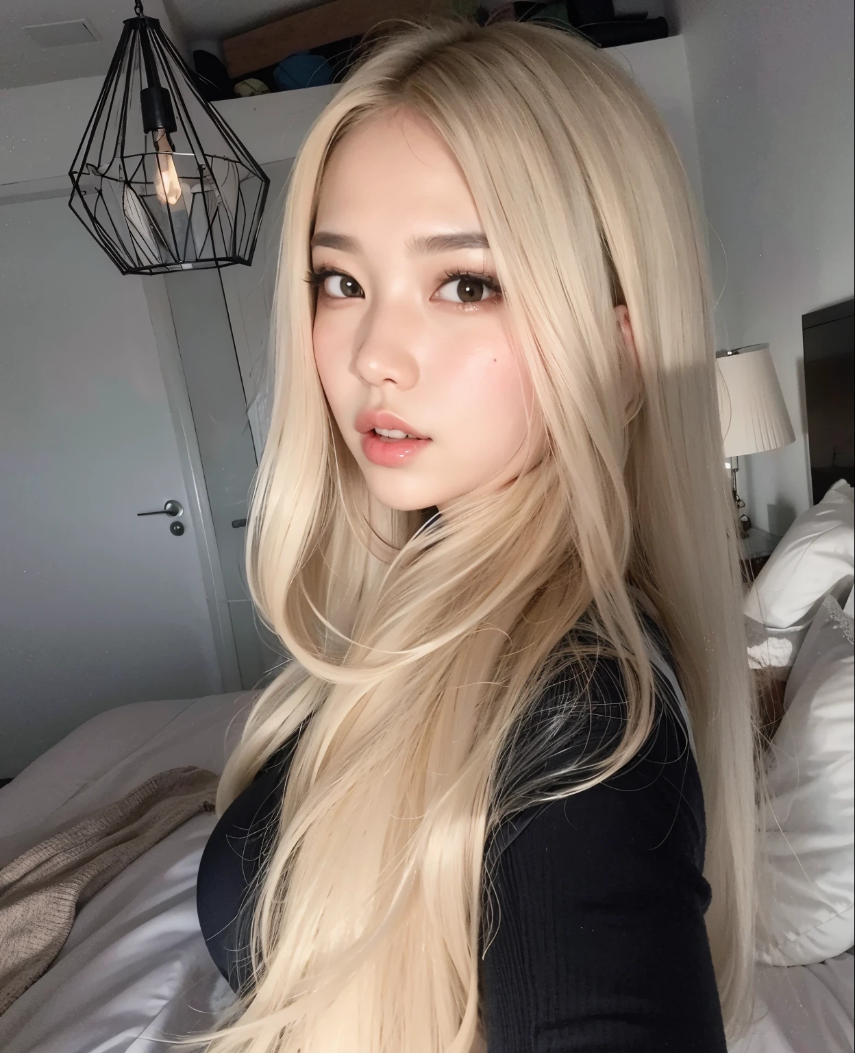Mulher loira em lingerie branca posando em um espelho, Parque Roseanne do Blackpink, Heonhwa Choe, Menina coreana jovem bonita, TaeJune Kim, com longos cabelos loiros, Menina coreana jovem bonita, com longos cabelos brancos, Mulher sul-coreana bonita, Menina coreana, Jinyoung Canela, Ana Takamaki, Jaeyeon Nam, com longos cabelos brancos, em linho