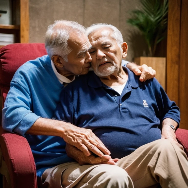 ((boy sitting on old man lap )), nsfw , eroticism , kissing