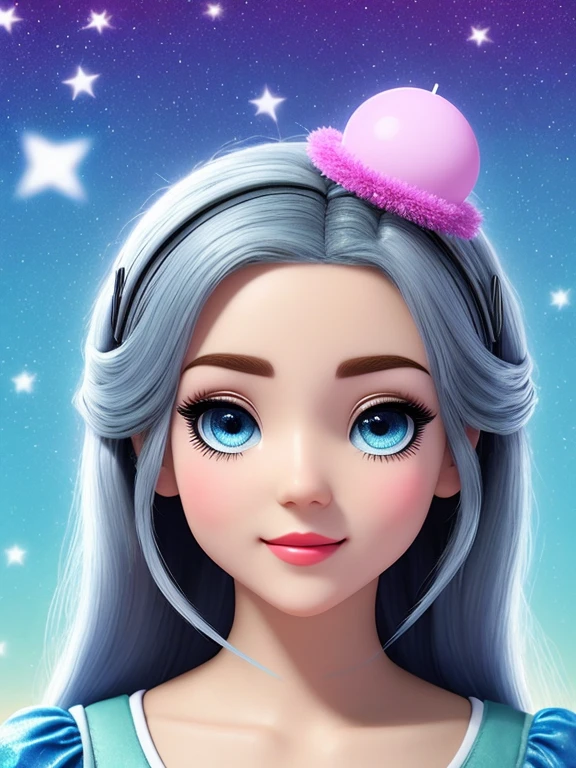bobbles de cabelo, estremecer, long eyelashes, solid circle eyes, orelhas de animais falsas, Sorriso leve, Orelha corada, presa, surrealismo, sombra projetada, anaglyph, estereograma, tachi-e, to throw, Atmospheric perspective, 8k, super detalhe, preciso, melhor qualidade