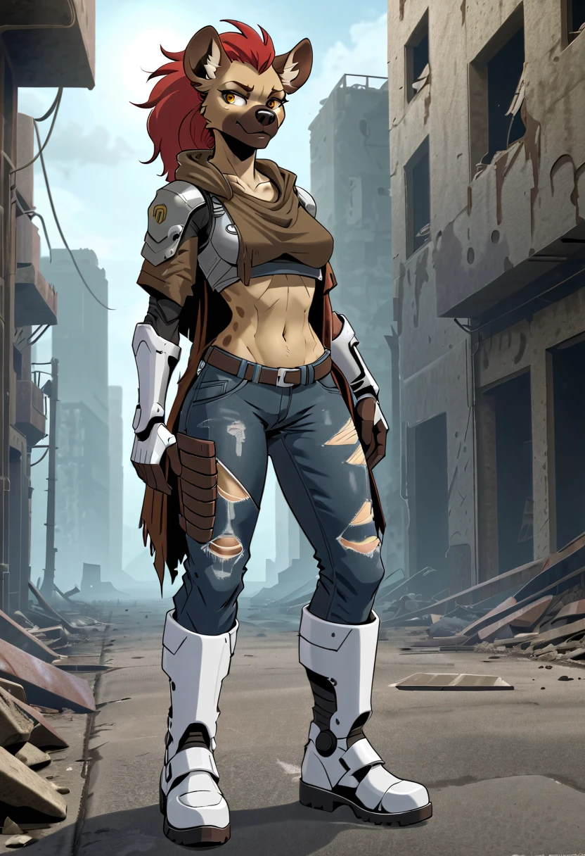 grunge style Anime buff Golden Age Female Redguard, textured, distressed, vintage, edgy, punk rock vibe, dirty, noisy