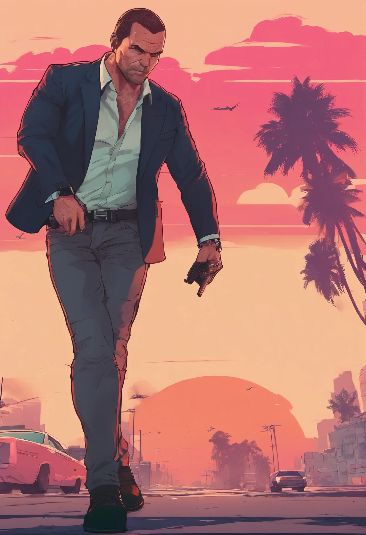 Arafed image of a man in a suit walking down a street - SeaArt AI