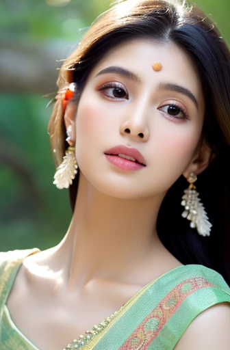 there is a woman in a white dress standing by a tree, wearing wedding saree, indian girl with white skin, a beautiful woman in white, traditional beauty, with white skin, taken in the early 2020s, around 1 9 years old, a beautiful young woman, photo of young woman, light skinned Sri Lankan young girl, portait image, a stunning young ethereal figure
