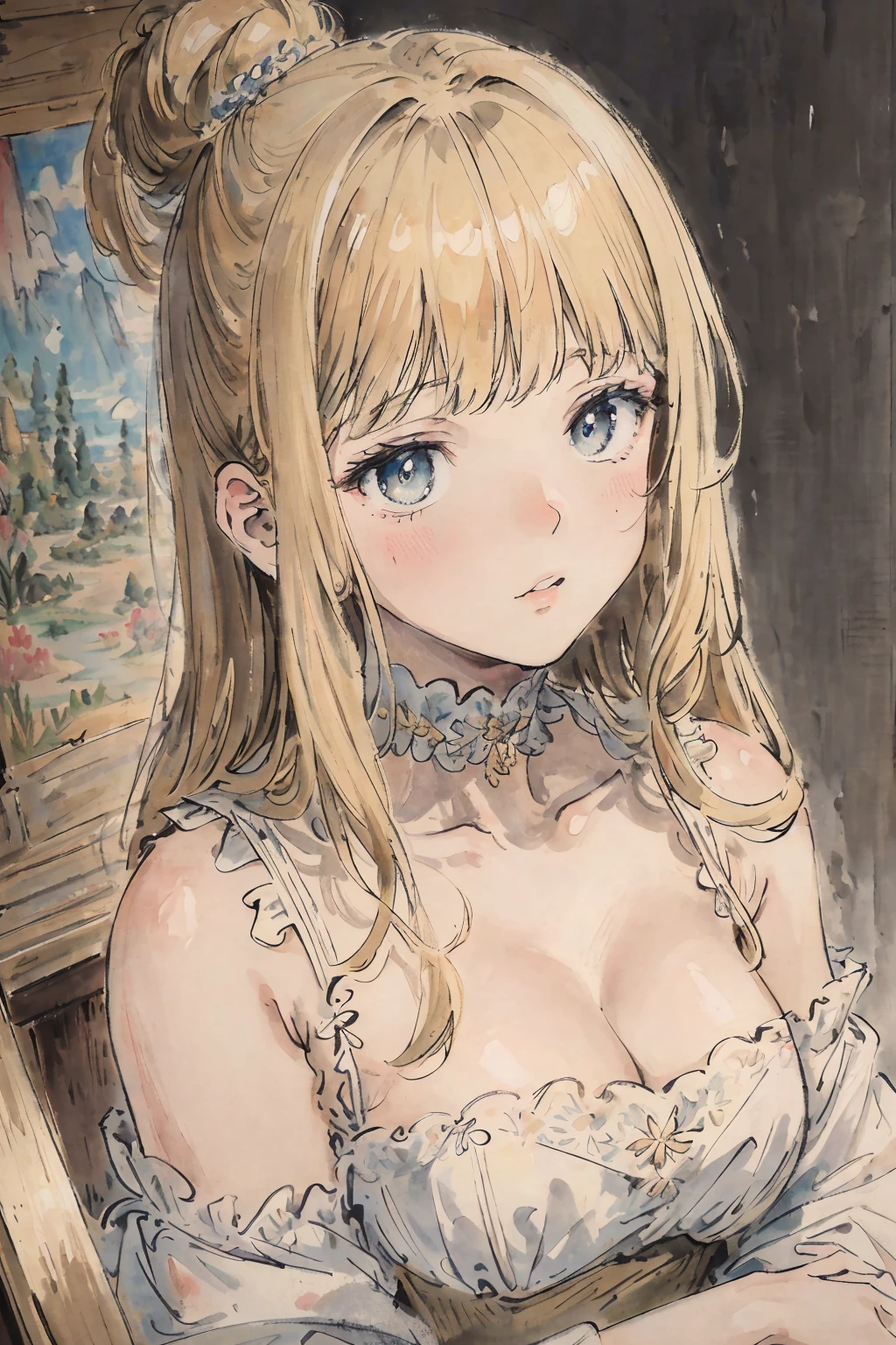 masterpiece, best quality, an extremely delicate and beautiful girl,an extremely delicate and beautiful, world masterpiece theater, ultra-detailed, highly detailed, best quality, blonde hair, highres, extremely detailed,1girl, best quality, illustration, looking at viewer, impasto, canvas, oil painting, realistic, realist ,real,