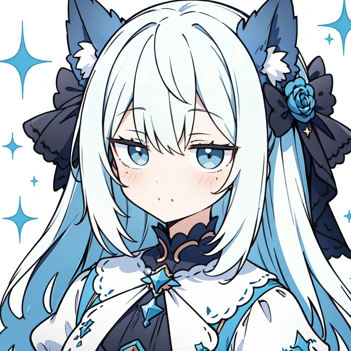 Fundo no fundo branco,Super cute Q version white-haired catgirl,Vestindo um terno de marinheiro azul claro,Agachado e sentado com meias brancas,Vender mais,olhos e pupilas cor de rosa,hiper HD, alto detalhe, alta qualidade, Best quality at best, A high resolution
