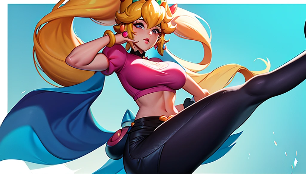 NSFW, 1 girl, star butterfly, blue eyes, blondie hair, long hair, explicit female nudity, horn hairband, room background, pink stocking, pink garterbelt, sitting at bed
