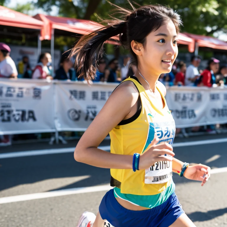 Beautiful girl running a marathon
