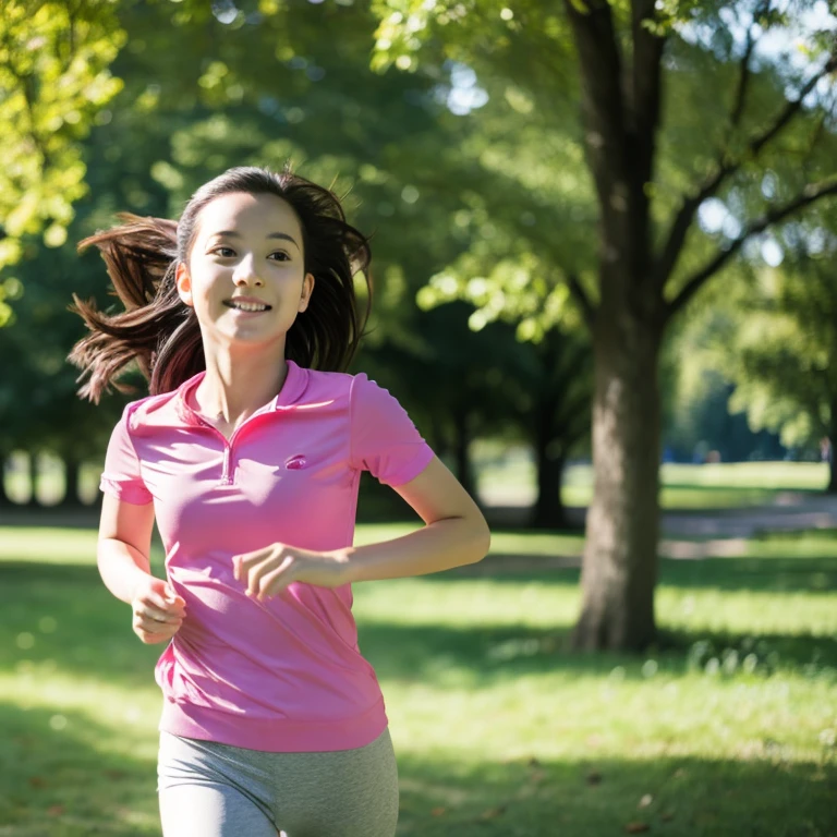 Beautiful girl running in the park