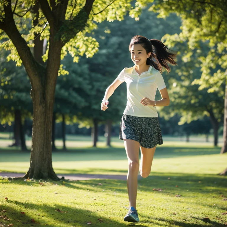 Beautiful girl running in the park