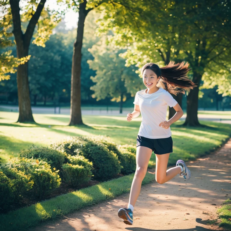 Beautiful girl running in the park