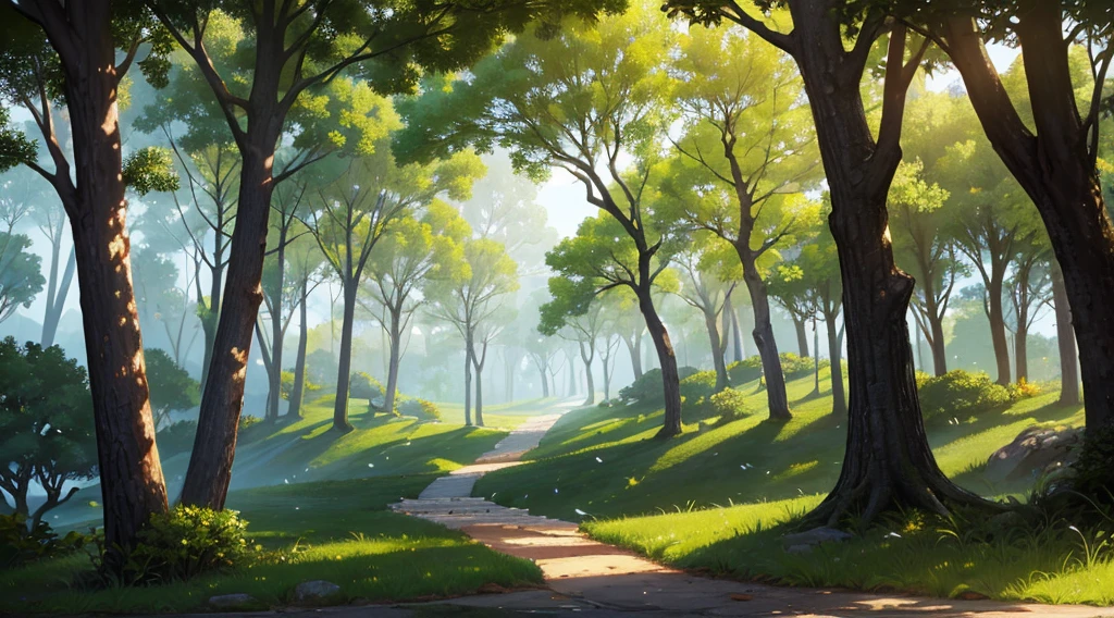 obra maestra, romper, calidad extremadamente alta, forest with birds on beautiful trees.