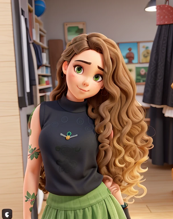a woman with Cabelo longo e cacheado wearing a black top and green skirt, long braided curly hair, long braided curly brown hair, long curly blonde hair braided, Mulher de 30 anos de Cuba, Cabelo longo e cacheado intricate, cabelo loiro sujo e cacheado, with Cabelo longo e cacheado, looks like fabiula nascimento, cabelo castanho cacheado, Cabelo longo e cacheado