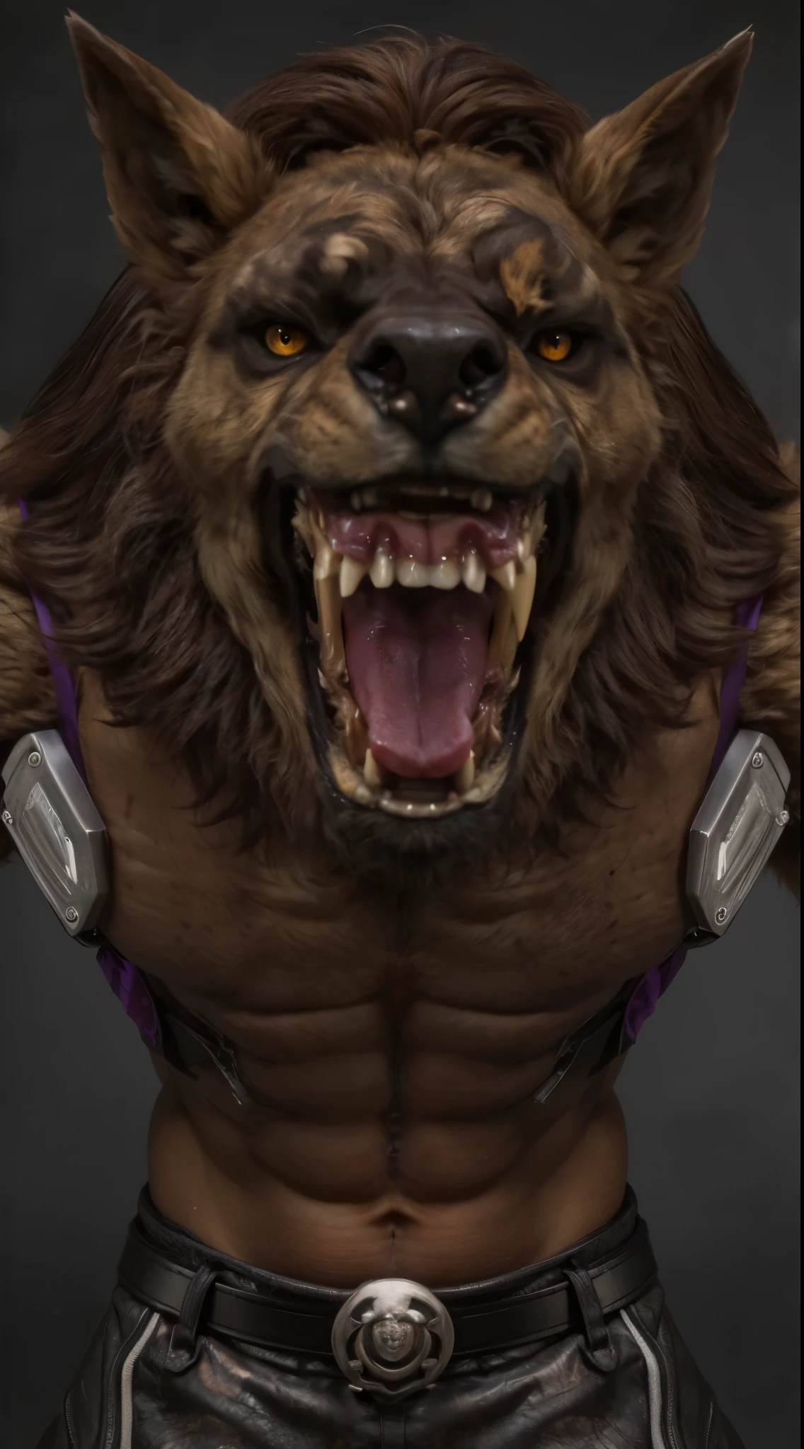 (by darkgem:1.4), masterpiece, best details, real life, depth of field, detailed background, (bright lighting:1.4), solo, (anthro), with bushy pubic hair and armpit hair, snarling, growling, attitude, clear details, powerful, pleasure, self-pleasure, perfect hands, covered in fur, fangs, tongue, paws, claws, tail, ((anthro male wolf:1.4), sexy guy man, slim, belly, (brown fur, yellow belly fur, orange markings, braids)), detailed nipples, erection, dick, knot, balls