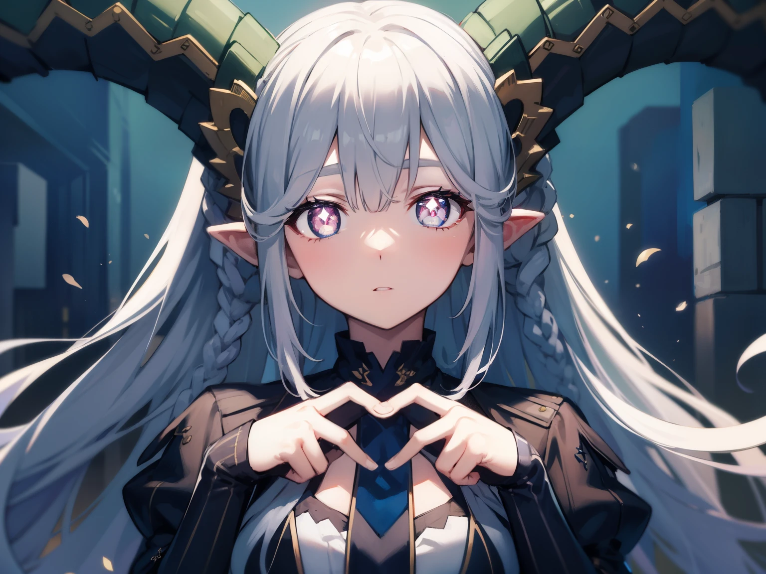 Tiamat, Tiamat, absurdly long hair, sea green hair, hair, curled horns, Gradient Hair, horns, long horns, multicolored hair, pink eyes, pointed ears, pupils in the form of symbols, twin hairs, (x-shaped pupils:1.5),
BREAK ,
BREAK looking at viewer,
BREAK outdoors,
BREAK (masterpiece:1.2), Best quality, a high resolution, Unity 8k Wallpaper, (illustration:0.8), (beautiful detailed eyes:1.6), very detailed face, perfect lighting, Extremely detailed computer graphics, (perfect hands, perfect anatomy),