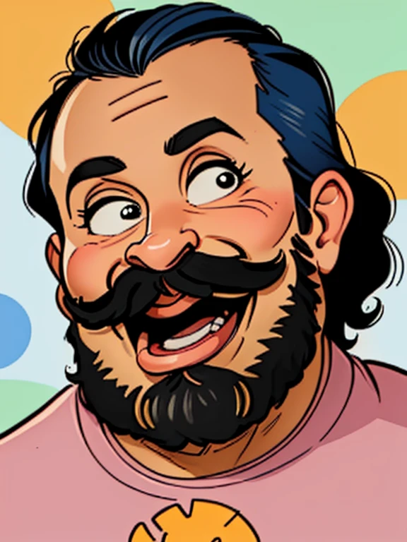 pintura de um homem com barba e bigode sorrindo, caricatura style, caricatura illustration, caricatura!!!, retrato de desenho animado, caricatura, solo portrait 🎨🖌️, caricatura, caricaturista, arte dos desenhos animados, pintura digital de desenho animado, arte dos desenhos animadosstyle, retrato estilizado, retrato detalhado, low resolution, arte dos desenhos animados style, arte digital dos desenhos animados, pintura de desenho animado