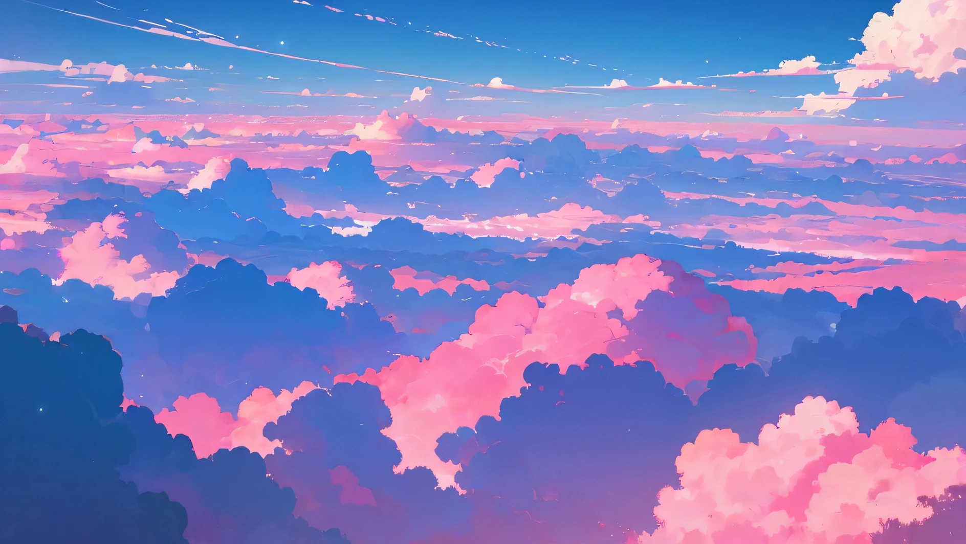 beautiful pink sea and pink sky with clouds and stars nostalgic and romantic