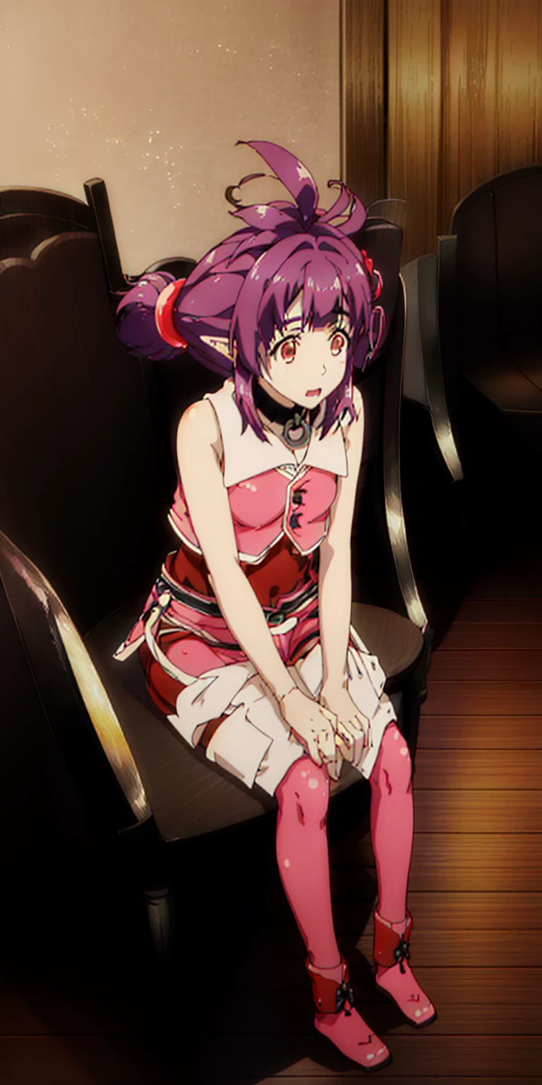 1girl, sitting on the Exercise ball , arms raised in the air , front view, cute