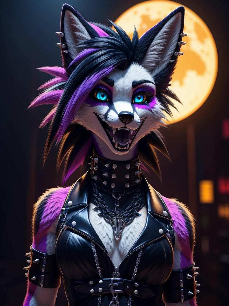 (best quality,4k,8k,highres,masterpiece:1.2),(furry; anthro fox), ultra-detailed,sexy,goth makeup,edgy punk hairstyle,detailed eyes and face,long eyelashes,gothic punk style,spiked piercings,vibrant colors,excited,wet,horny
