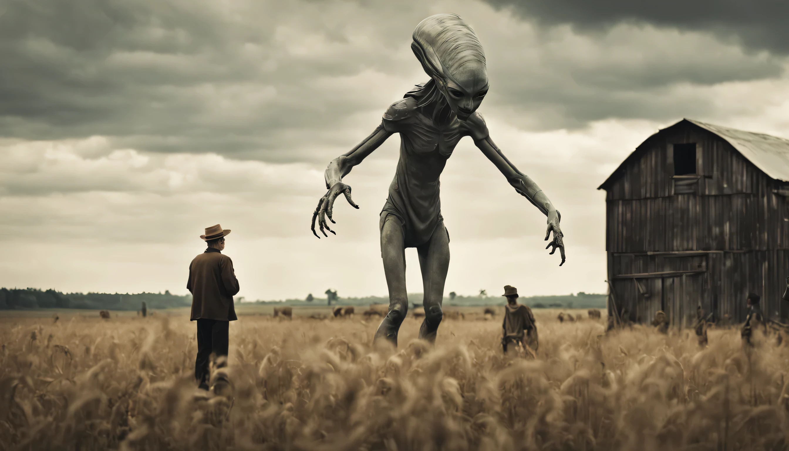 Digital art, Visual garden, Realistic (Guisarme:1.2) , in a Alien setting, Clear skies, deep focus, Suffering, Primitivism Art, F/14, complementary colors, <lora:shocked:1> shocked, nonplussed