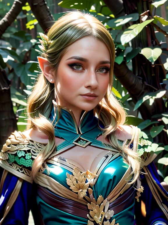 evangelyne from wakfu, magical forest, upper body, archer, evangelyne costume, beautiful detailed eyes, beautiful detailed lips, extremely detailed eyes and face, long eyelashe, traditional animation style, vibrant colors, soft lighting, (best quality, high-reagical forest scenery), lush foliage, mystical atmosphere, ethereal background, enchanted aura.
