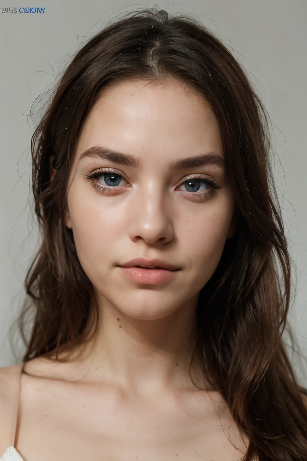 high resolution, caucasian female, portrait, super realistic perfect skin, realistic hair, wide angle, magazine cover, realistic beautiful blue eyes, straight thin eyebrows, perfect lighting, 20 years, female, looking at camera, photo-realistic, soft light, ray tracing, realistic eyes, perfect detailed face, beautiful face, eyeliner, authentic appearance, clear eyes, lifelike details