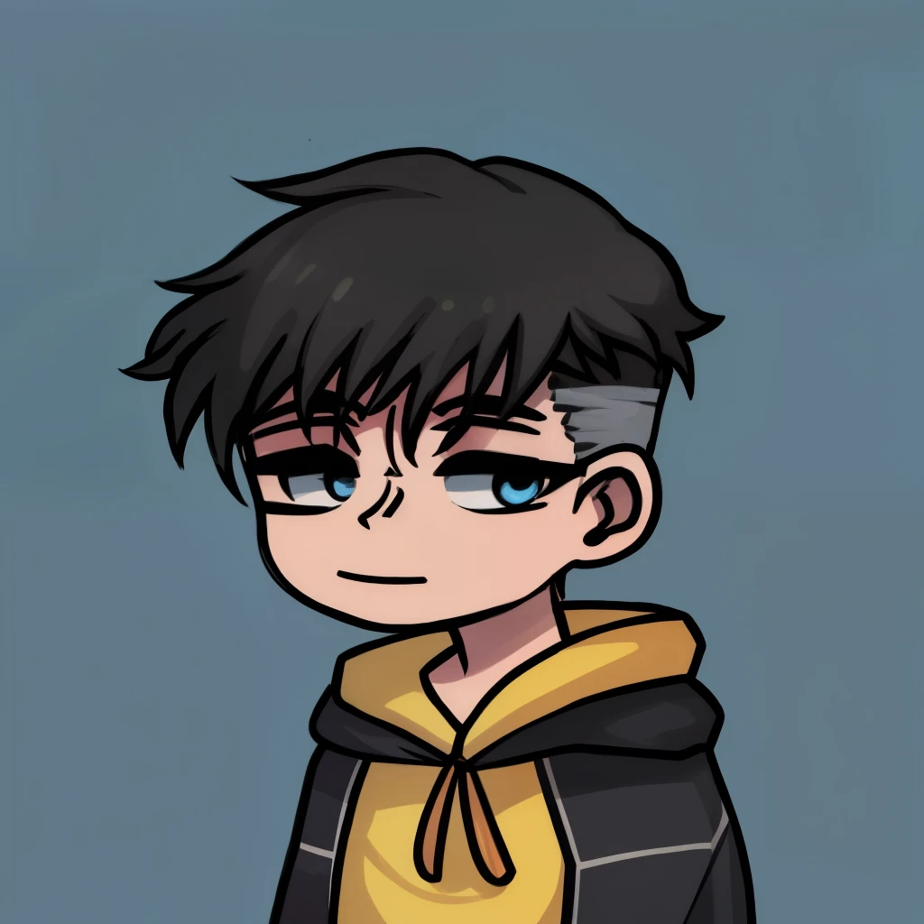 um garoto de desenho animado com capuz e camisa amarela, personagem de estilo anime, em estilo anime, estilo de arte anime moe, no estilo anime, anime estilizado, retrato estilo anime, advanced digital chibi art, cel - estilo de arte sombreado, acionar estilo de arte de anime, Garoto de anime, Retrato de um pequeno personagem, retrato de personagem de anime, estilo de anime masculino, retrato de conceito de personagem meu