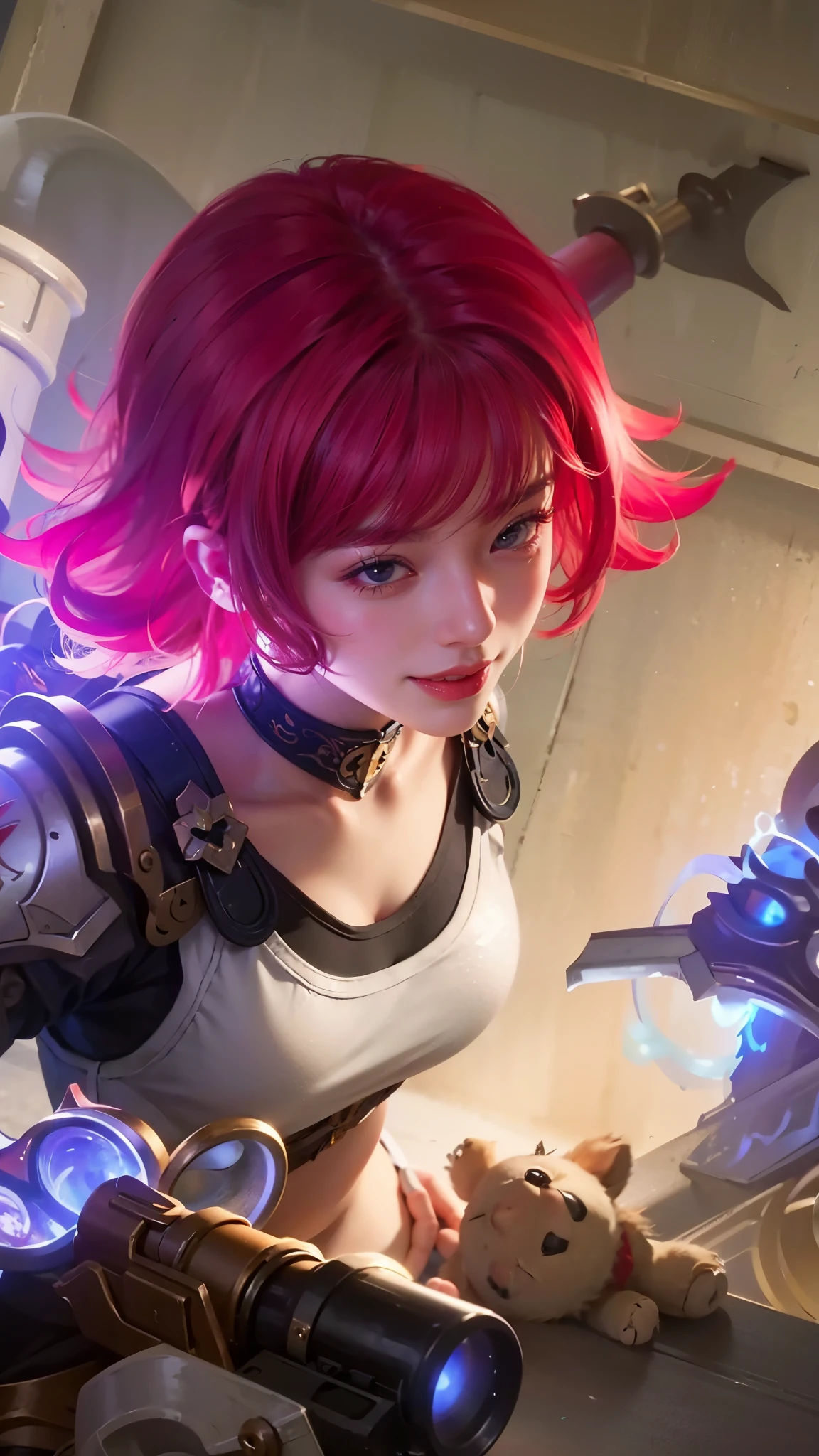 a close up of a woman wearing a red hood like a ruby wearing a patch over one eye, shadowbringers cinematic, 4 k detail fantasy, a beautiful fantasy empress, game cg, xianxia fantasy, xianxia hero, 2. 5 d cgi anime fantasy artwork, cinematic goddess close shot, ruan jia and artgerm, wow 4 k detail fantasy, hyperdetailed fantasy character, (8k, RAW photo, photorealistic:1.25) ,( lipgloss, eyelashes, glosace, glossy skin, best quality, ultra highres, depth of field, chromatic aberration, caustics, Broad lighting, natural shading,) looking at viewer with a serene and goddess-like happiness, smile.