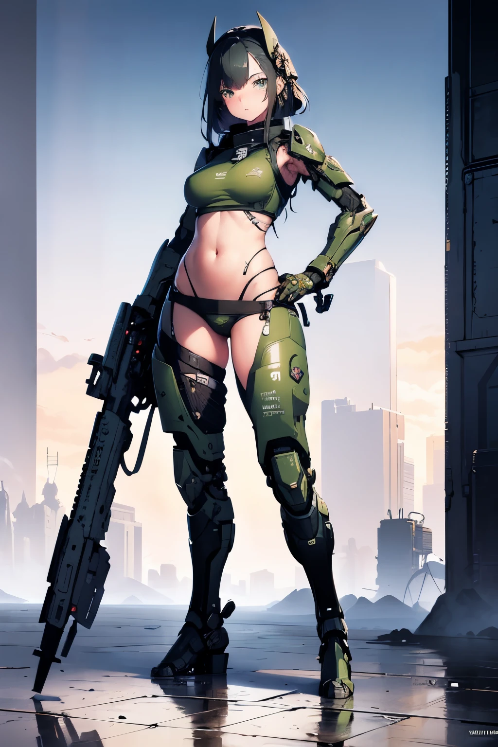 Beautiful anya taylor joy in a green uniform holding a gun, tattered military gear, mechanized soldier girl, oversized mechanical exoskeleton arms and legs, inspired by Masamune Shirow, girl in mecha armor, mechanized valkyrie girl, cushart kenz, infantry girl, Bare Skin, Athletic Well Toned Body, sweaty skin, Barely Clothed, cammo patterns, Beautiful Face, dieselpunk Theme, Fiverr Dnd Character, Octane Render, Digital Art, Extreme Detail, 4k, Ultra Hd, Polished, Beautiful, Hyperdetailed, Intricate, Elaborate, Meticulous, Photorealistic, Sharp Focus, Wlop, Character Design, Unreal Engine, 3d Rendered, Volumetric Lighting, Reflections, Glossy, Digital Illustration, Pose, Suggestive Pose, Lewd, Full Body Shot, naked, nude, uncovered breasts, exposed breasts, exposed crotch, vissible nipples, puffy vagina, anatomically correct 💖❤💕💋