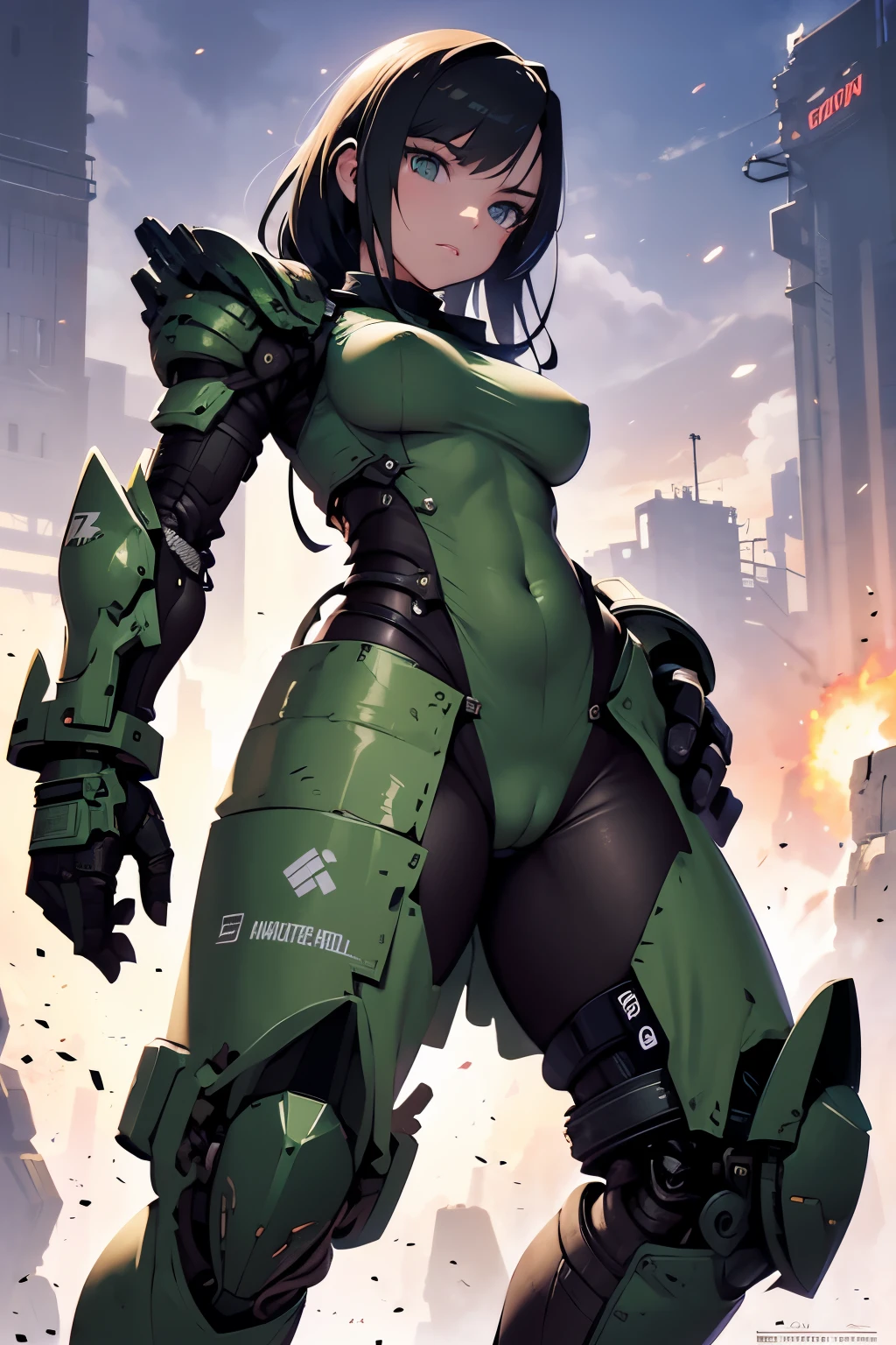 Beautiful anya taylor joy in a green uniform holding a gun, tattered military gear, mechanized soldier girl, oversized mechanical exoskeleton arms and legs, inspired by Masamune Shirow, girl in mecha armor, mechanized valkyrie girl, cushart kenz, infantry girl, Bare Skin, Athletic Well Toned Body, sweaty skin, Barely Clothed, cammo patterns, Beautiful Face, dieselpunk Theme, Fiverr Dnd Character, Octane Render, Digital Art, Extreme Detail, 4k, Ultra Hd, Polished, Beautiful, Hyperdetailed, Intricate, Elaborate, Meticulous, Photorealistic, Sharp Focus, Wlop, Character Design, Unreal Engine, 3d Rendered, Volumetric Lighting, Reflections, Glossy, Digital Illustration, Pose, Suggestive Pose, Lewd, Full Body Shot, naked, nude, uncovered breasts, exposed breasts, exposed crotch, vissible nipples, puffy vagina, anatomically correct 💖❤💕💋