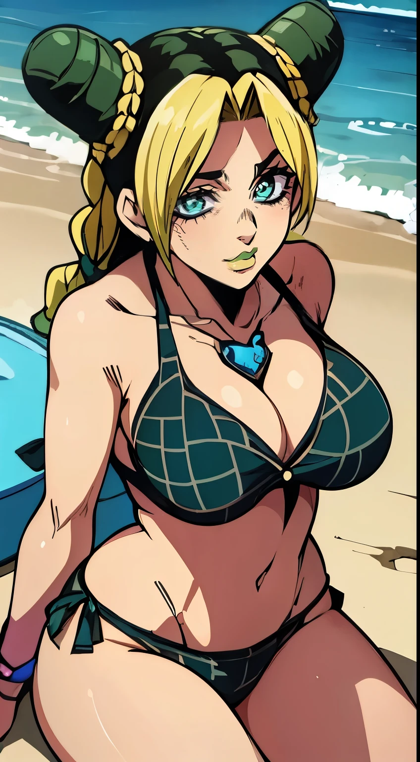 Jolyne, big breasts, beach, cute, bikini, ((sola)) ((only)) ((alone))