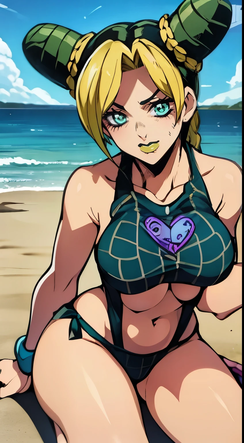 Jolyne, big breasts, beach, cute, bikini, ((sola)) ((only)) ((alone))