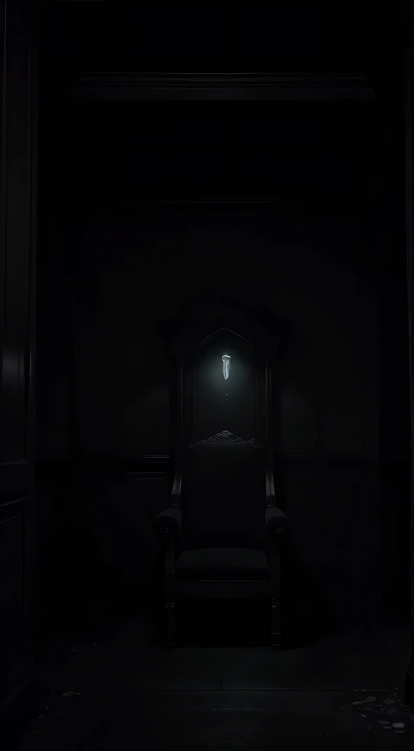 melhor qualidade,8k,(escuro,ethereal,Atmospheric:1.1),(misterioso:0.9),detalhado,(temperamental,sinistro) lighting,ultra-detalhado,sombras fortes,texturas luxuosas,veludo,olhos brilhantes,Trono Vazio,atmosfera misteriosa,creepy presence,cores vivas,arte de fantasia,Gothic style,elegance,Reino Encantado